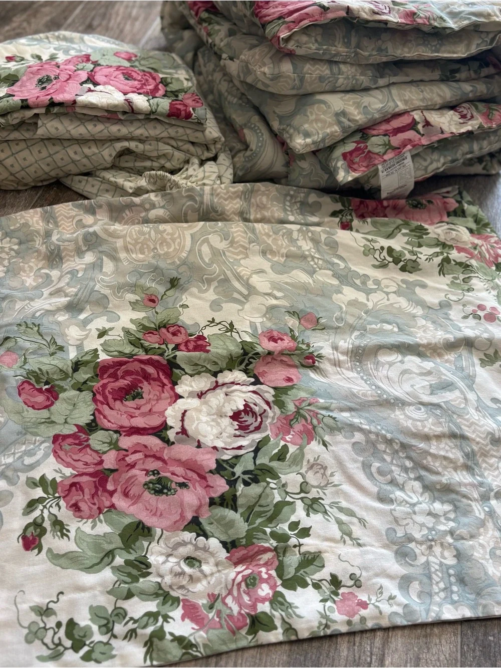 Vtg WestPoint Stevens Rose Trellis Full/Double Comforter & Sheet Set 7 Pc Floral